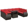 Image de vidaXL - 10-delige - Loungeset - met - kussens - poly - rattan - acacia - bruin