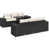 Image de vidaXL - 7-delige - Loungeset - met - kussens - poly - rattan - zwart