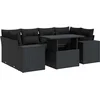 Image de vidaXL - 7-delige - Loungeset - met - kussens - poly - rattan - zwart