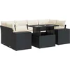 Image de vidaXL - 7-delige - Loungeset - met - kussens - poly - rattan - zwart