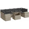 Image de vidaXL - 8-delige - Loungeset - met - kussens - poly - rattan - lichtgrijs