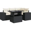 Image de vidaXL - 5-delige - Loungeset - met - kussens - poly - rattan - zwart