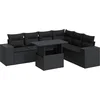 Image de vidaXL - 7-delige - Loungeset - met - kussens - poly - rattan - zwart