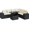Image de vidaXL - 7-delige - Loungeset - met - kussens - poly - rattan - zwart