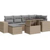 Image de vidaXL - 7-delige - Loungeset - met - kussens - poly - rattan - beige