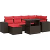 Image de vidaXL - 9-delige - Loungeset - met - kussens - poly - rattan - acacia - bruin