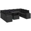 Image de vidaXL - 10-delige - Loungeset - met - kussens - poly - rattan - zwart