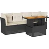 Image de vidaXL - 5-delige - Loungeset - met - kussens - poly - rattan - zwart