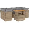 Image de vidaXL - 7-delige - Loungeset - met - kussens - poly - rattan - beige