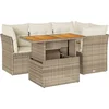 Image de vidaXL - 5-delige - Loungeset - met - kussens - poly - rattan - beige