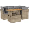 Image de vidaXL - 5-delige - Loungeset - met - kussens - poly - rattan - beige