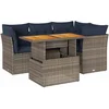 Image de vidaXL - 5-delige - Loungeset - met - kussens - poly - rattan - grijs