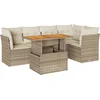 Image de vidaXL - 6-delige - Loungeset - met - kussens - poly - rattan - beige