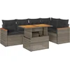 Image de vidaXL - 6-delige - Loungeset - met - kussens - poly - rattan - grijs