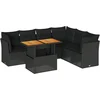 Image de vidaXL - 7-delige - Loungeset - met - kussens - poly - rattan - zwart