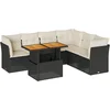 Image de vidaXL - 7-delige - Loungeset - met - kussens - poly - rattan - zwart