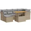 Image de vidaXL - 7-delige - Loungeset - met - kussens - poly - rattan - beige