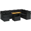 Image de vidaXL - 9-delige - Loungeset - met - kussens - poly - rattan - zwart