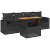 Image de vidaXL - 5-delige - Loungeset - met - kussens - poly - rattan - zwart