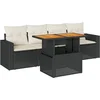 Image de vidaXL - 5-delige - Loungeset - met - kussens - poly - rattan - zwart