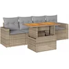 Image de vidaXL - 5-delige - Loungeset - met - kussens - poly - rattan - beige
