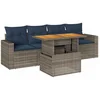Image de vidaXL - 5-delige - Loungeset - met - kussens - poly - rattan - grijs