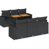 Image de vidaXL - 7-delige - Loungeset - met - kussens - poly - rattan - zwart