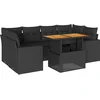 Image de vidaXL - 7-delige - Loungeset - met - kussens - poly - rattan - zwart