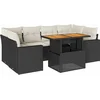 Image de vidaXL - 7-delige - Loungeset - met - kussens - poly - rattan - zwart