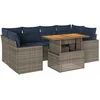 Image de vidaXL - 7-delige - Loungeset - met - kussens - poly - rattan - grijs
