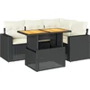 Image de vidaXL - 5-delige - Loungeset - met - kussens - poly - rattan - zwart