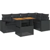 Image de vidaXL - 6-delige - Loungeset - met - kussens - poly - rattan - zwart