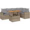 Image de vidaXL - 6-delige - Loungeset - met - kussens - poly - rattan - beige