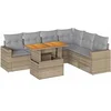 Image de vidaXL - 7-delige - Loungeset - met - kussens - poly - rattan - beige