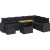 Image de vidaXL - 9-delige - Loungeset - met - kussens - poly - rattan - zwart