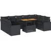 Image de vidaXL - 10-delige - Loungeset - met - kussens - poly - rattan - zwart