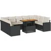 Image de vidaXL - 10-delige - Loungeset - met - kussens - poly - rattan - zwart