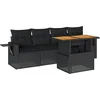 Image de vidaXL - 5-delige - Loungeset - met - kussens - poly - rattan - zwart
