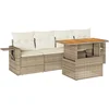 Image de vidaXL - 5-delige - Loungeset - met - kussens - poly - rattan - beige