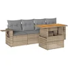 Image de vidaXL - 5-delige - Loungeset - met - kussens - poly - rattan - beige