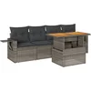 Image de vidaXL - 5-delige - Loungeset - met - kussens - poly - rattan - grijs