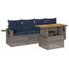 Image de vidaXL - 5-delige - Loungeset - met - kussens - poly - rattan - grijs