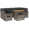 Image de vidaXL - 7-delige - Loungeset - met - kussens - poly - rattan - grijs