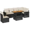 Image de vidaXL - 7-delige - Loungeset - met - kussens - poly - rattan - zwart