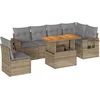 Image de vidaXL - 7-delige - Loungeset - met - kussens - poly - rattan - beige