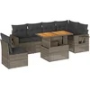Image de vidaXL - 7-delige - Loungeset - met - kussens - poly - rattan - grijs