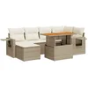 Image de vidaXL - 7-delige - Loungeset - met - kussens - poly - rattan - beige