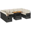 Image de vidaXL - 10-delige - Loungeset - met - kussens - poly - rattan - zwart