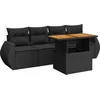 Image de vidaXL - 5-delige - Loungeset - met - kussens - poly - rattan - zwart
