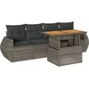Image de vidaXL - 5-delige - Loungeset - met - kussens - poly - rattan - grijs